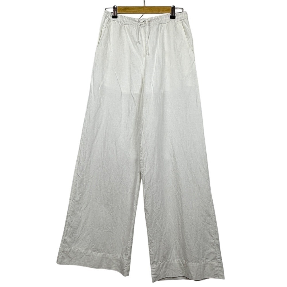 NIA Women Wide Leg‎ Linen Elastic Waist Pants Sz S Beach Coastal Breathab…